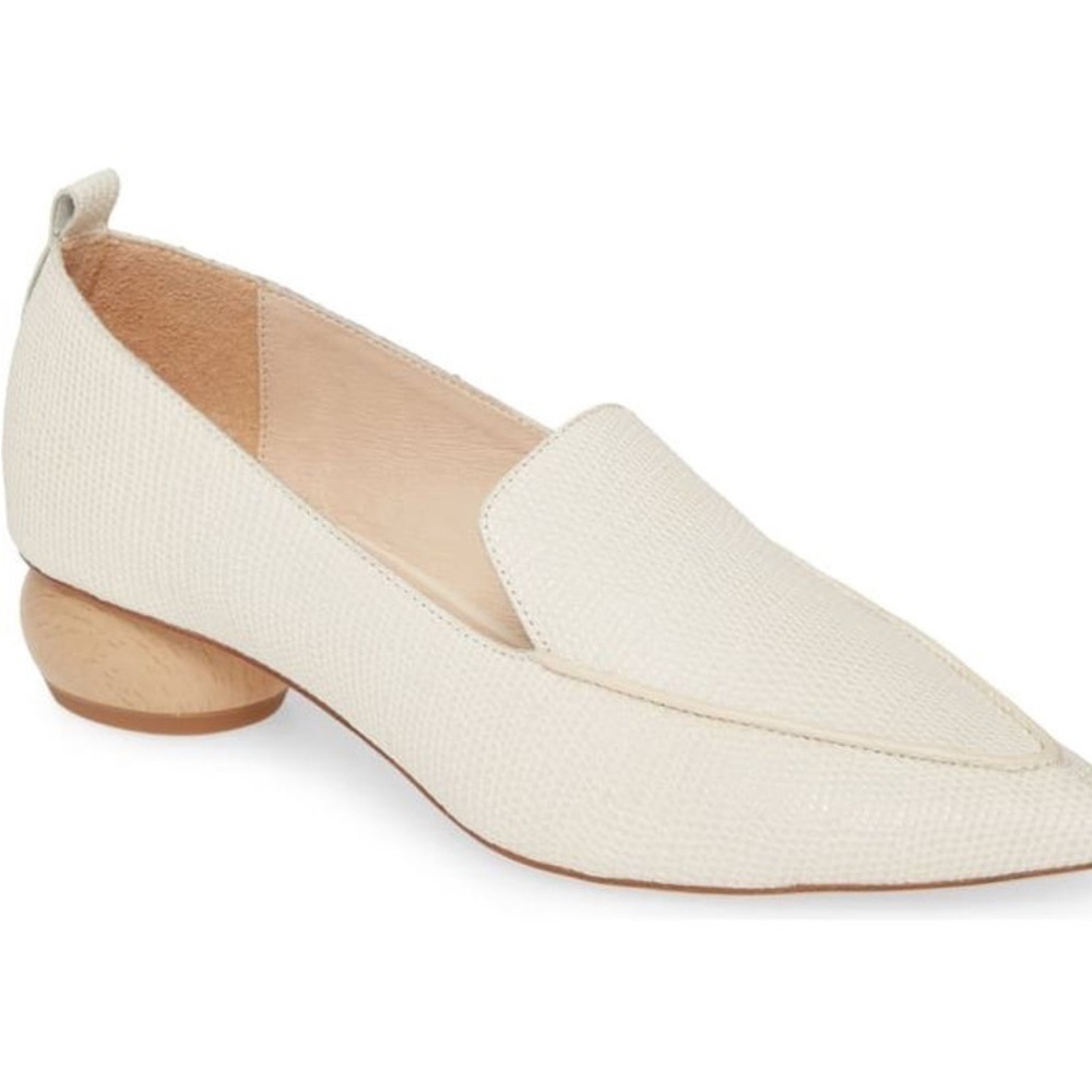 ❤️❤️Jeffry Campbell Chic Cream Loafers with Wooden Heel - Picture 3 of 6
